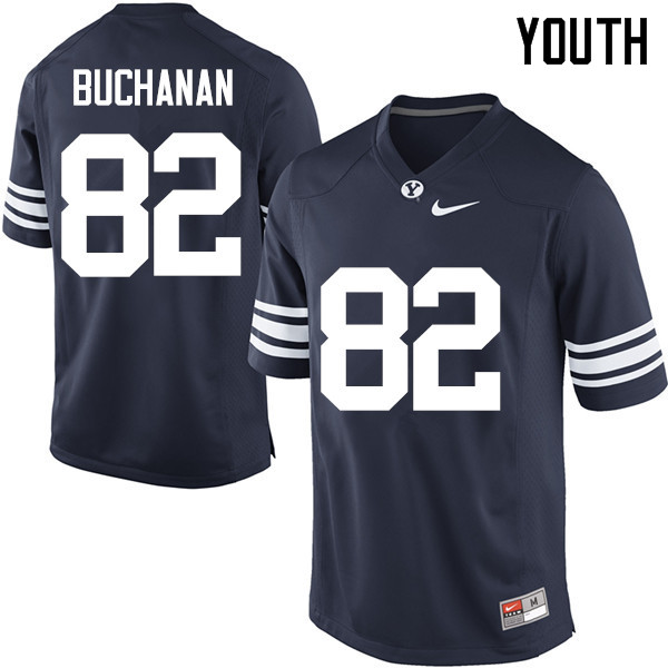 Youth #82 Tariq Buchanan BYU Cougars College Football Jerseys Sale-Navy